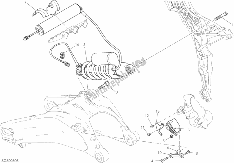 Tutte le parti per il Ammortizzatore Posteriore del Ducati Multistrada 1200 Enduro 2018